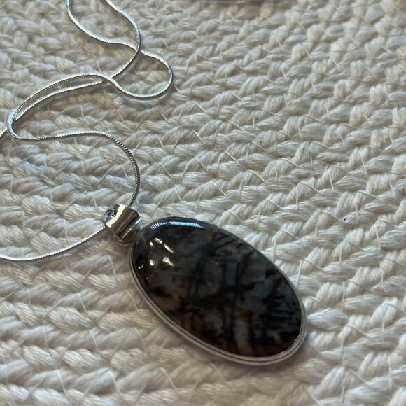 Natural PICASSO JASPER Handmade Sterling 925 Pendant/Chain #943D - Picture 1 of 3